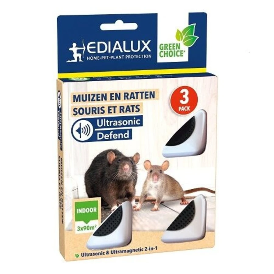 Edialux Muizen En Ratten Verjager 3 Pack | Voor 3 Ruimtes 1 Edialux Muizen En Ratten Verjager 3 Pack | Voor 3 Ruimtes